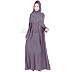 Embroidered Abaya - Dolphin colored Embroidered Abaya - Dolphin colored
